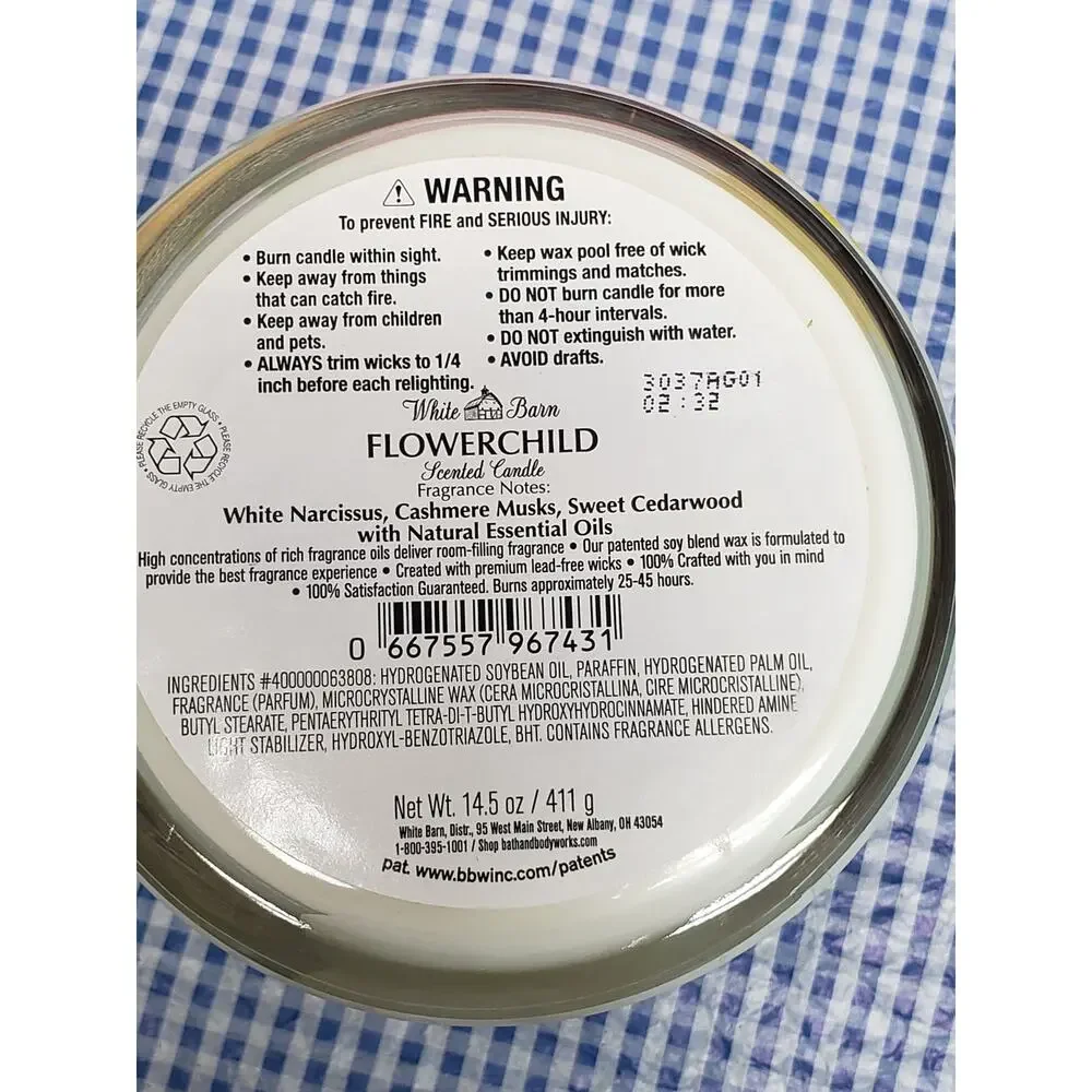 BBW Flowerchild Large 3 Wick Candle Home Fragrance Decor